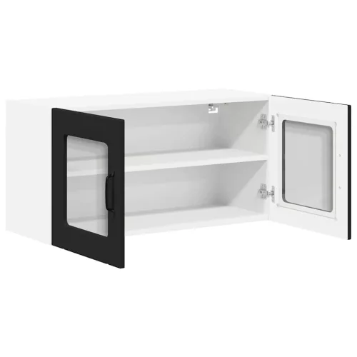  Fali konyhaszekrény polcokkal Fekete 80 x 31 x 40 cm Faanyag