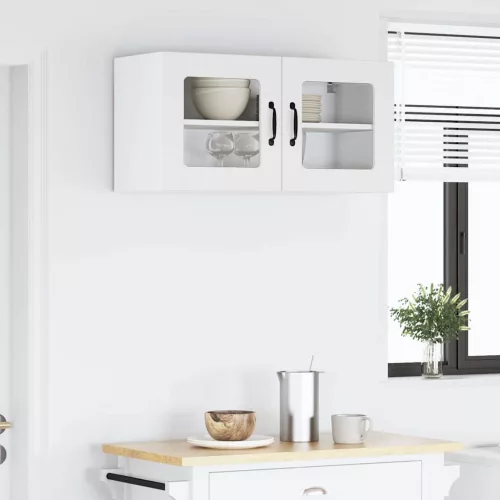  Fali konyhaszekrény Magas Fényű Fehér 80 x 31 x 40 cm Faanyag