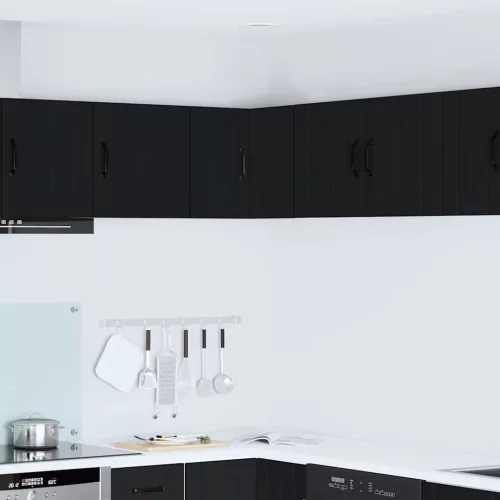  Fali konyhaszekrény polcokkal Fekete 57 x 57 x 40 cm Faanyag