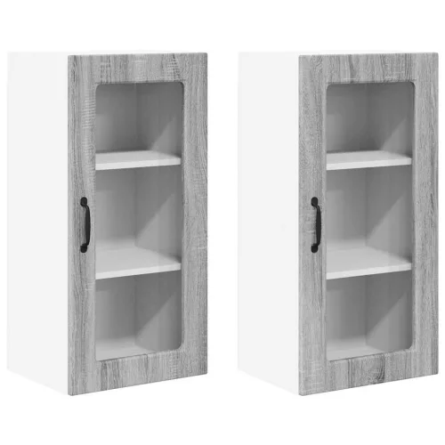  Fali konyhaszekrény 2 pcs Szürke Sonoma 40 x 31 x 80 cm Faanyag