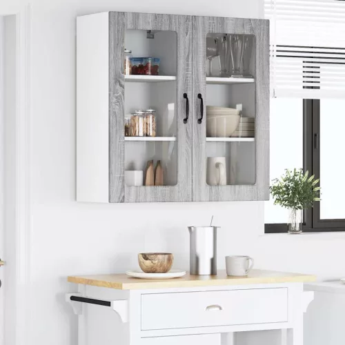  Fali konyhaszekrény 2 pcs Szürke Sonoma 40 x 31 x 80 cm Faanyag
