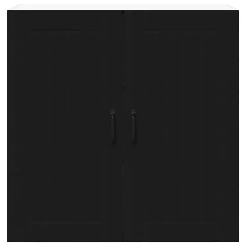  Fali konyhaszekrény polcokkal Fekete 80 x 31 x 80 cm Faanyag