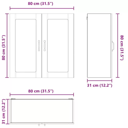  Fali konyhaszekrény Barna Tölgy 80 x 31 x 80 cm Faanyag