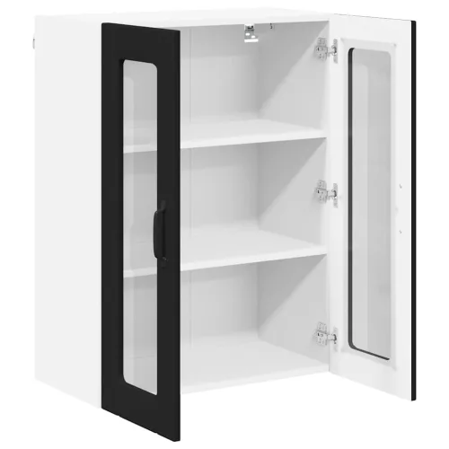  Fali konyhaszekrény polcokkal Fekete 60 x 31 x 80 cm Faanyag