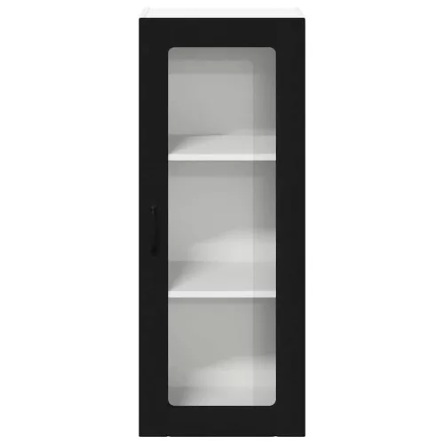  Fali konyhaszekrény polcokkal Fekete 40 x 31 x 100 cm Faanyag
