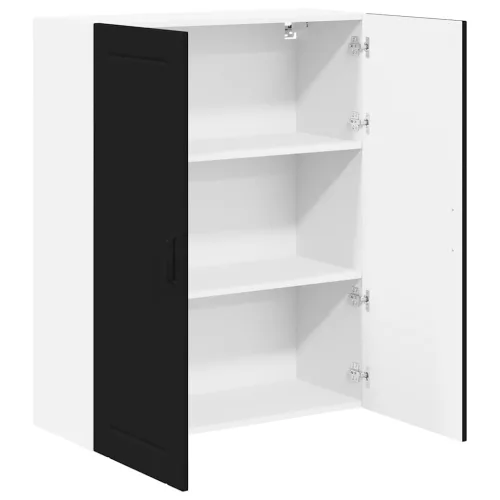  Fali konyhaszekrény polcokkal Fekete 80 x 31 x 100 cm Faanyag