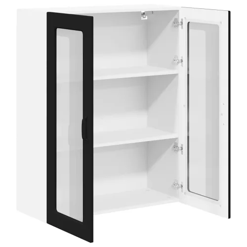  Fali konyhaszekrény polcokkal Fekete 80 x 31 x 100 cm Faanyag