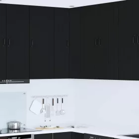    Fali konyhaszekrény polcokkal Fekete 57 x 57 x 100 cm Faanyag