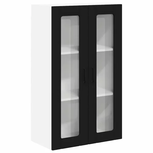  Fali konyhaszekrény polcokkal Fekete 60 x 31 x 100 cm Faanyag