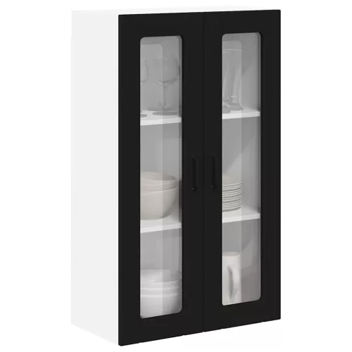  Fali konyhaszekrény polcokkal Fekete 60 x 31 x 100 cm Faanyag