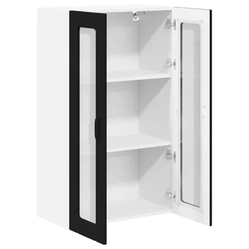  Fali konyhaszekrény polcokkal Fekete 60 x 31 x 100 cm Faanyag