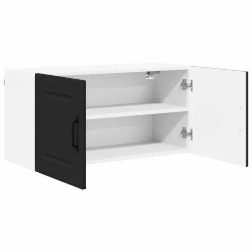  Fali konyhaszekrény polcokkal Fekete 80 x 31 x 40 cm Faanyag