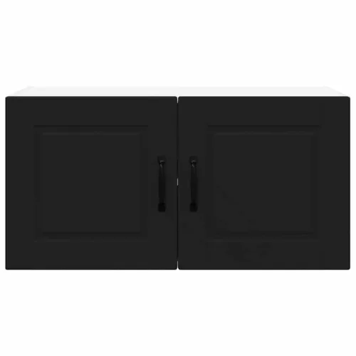  Fali konyhaszekrény polcokkal Fekete 80 x 31 x 40 cm Faanyag