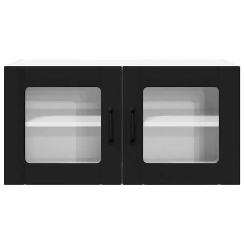  Fali konyhaszekrény polcokkal Fekete 80 x 31 x 40 cm Faanyag