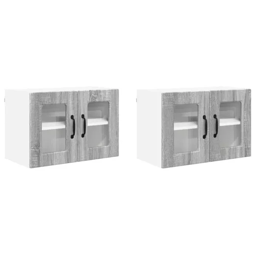  Fali konyhaszekrény 2 pcs Szürke Sonoma 60 x 31 x 40 cm Faanyag