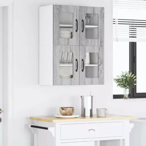  Fali konyhaszekrény 2 pcs Szürke Sonoma 60 x 31 x 40 cm Faanyag