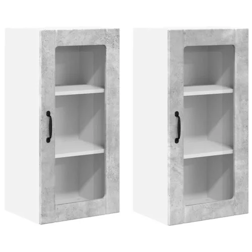  Fali konyhaszekrény 2 pcs Beton Szürke 40 x 31 x 80 cm Faanyag