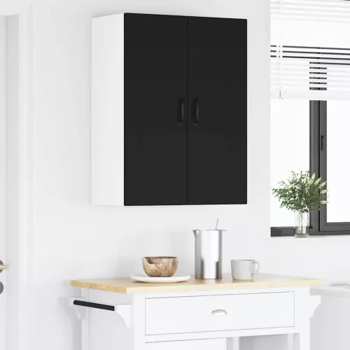  Fali konyhaszekrény polcokkal Fekete 60 x 31 x 80 cm Faanyag