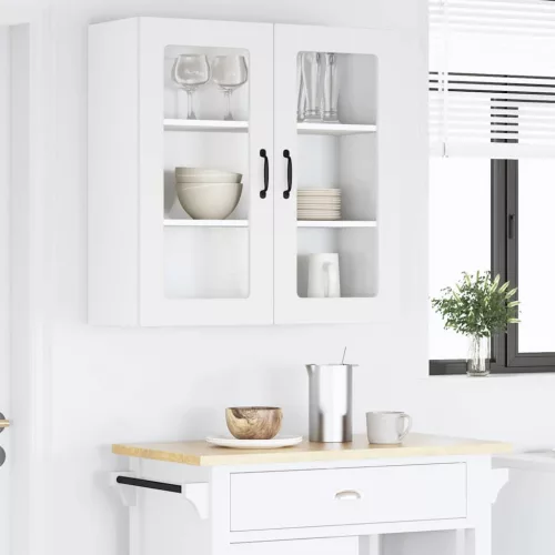  Fali konyhaszekrény Magas Fényű Fehér 80 x 31 x 80 cm Faanyag