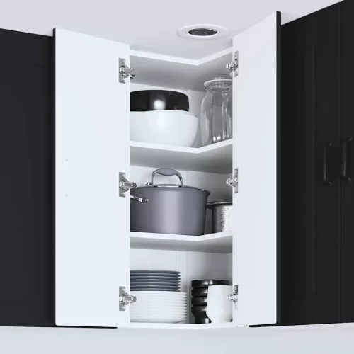  Fali konyhaszekrény polcokkal Fekete 57 x 57 x 80 cm Faanyag