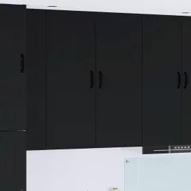    Fali konyhaszekrény polcokkal Fekete 40 x 31 x 100 cm Faanyag
