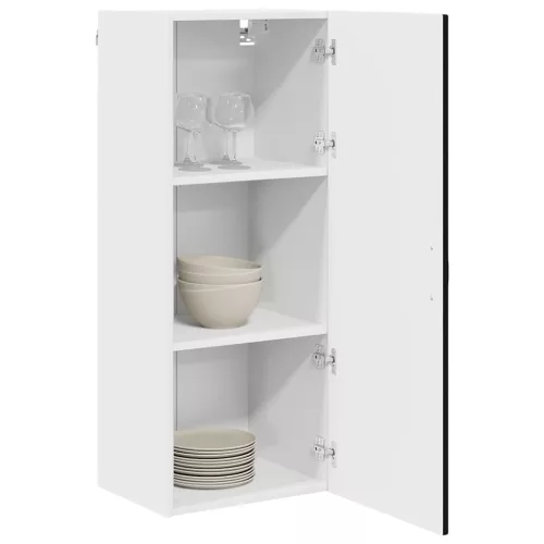  Fali konyhaszekrény polcokkal Fekete 40 x 31 x 100 cm Faanyag