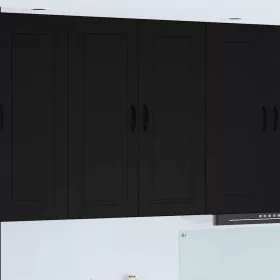    Fali konyhaszekrény polcokkal Fekete 80 x 31 x 100 cm Faanyag