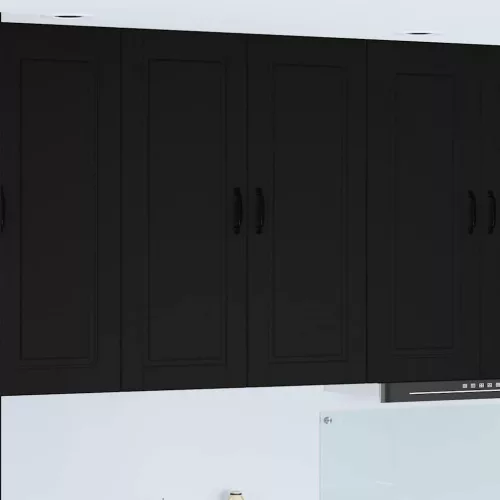  Fali konyhaszekrény polcokkal Fekete 80 x 31 x 100 cm Faanyag