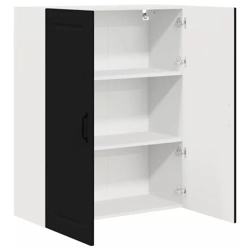  Fali konyhaszekrény polcokkal Fekete 80 x 31 x 100 cm Faanyag