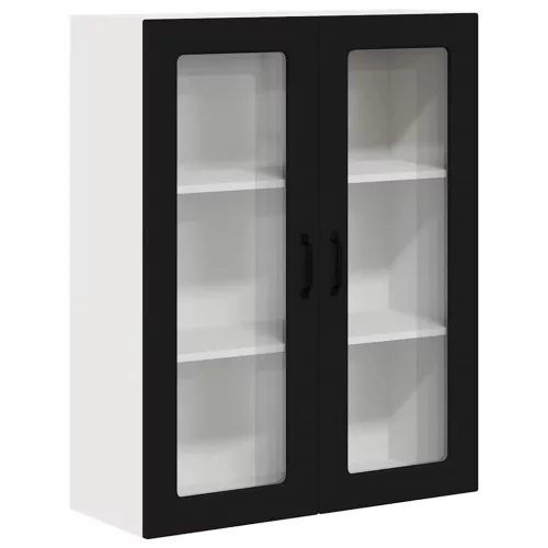  Fali konyhaszekrény polcokkal Fekete 80 x 31 x 100 cm Faanyag
