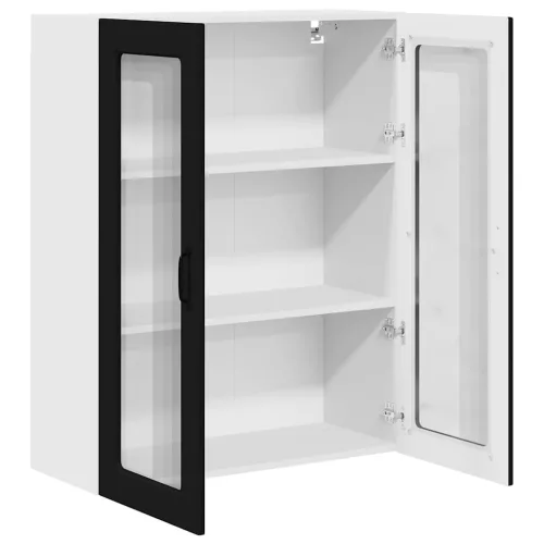  Fali konyhaszekrény polcokkal Fekete 80 x 31 x 100 cm Faanyag