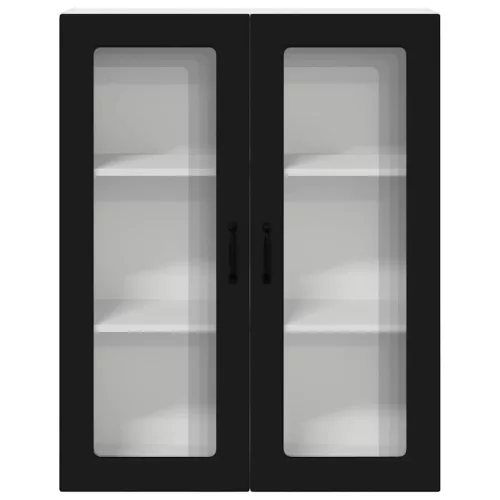  Fali konyhaszekrény polcokkal Fekete 80 x 31 x 100 cm Faanyag