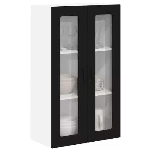  Fali konyhaszekrény polcokkal Fekete 60 x 31 x 100 cm Faanyag