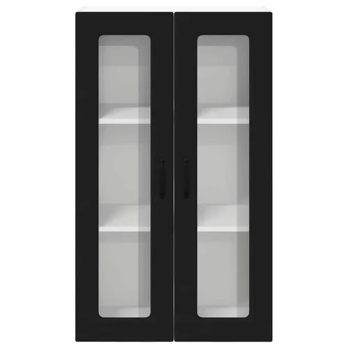  Fali konyhaszekrény polcokkal Fekete 60 x 31 x 100 cm Faanyag