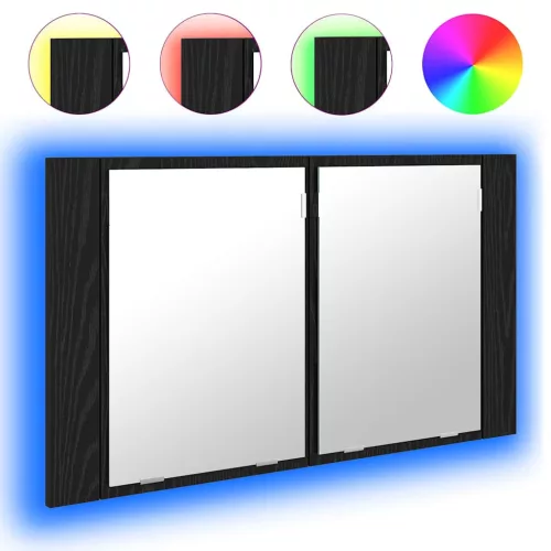  Fürdőszobai tükörszekrény Fekete tölgy 80 x 12 x 45 cm Faanyag