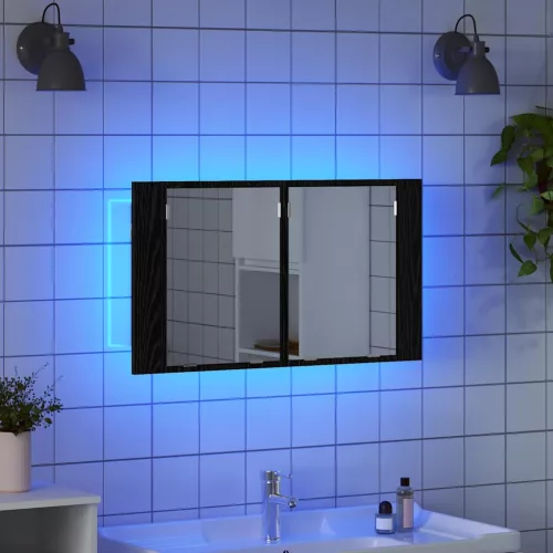  Fürdőszobai tükörszekrény Fekete tölgy 80 x 12 x 45 cm Faanyag