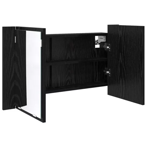  Fürdőszobai tükörszekrény Fekete tölgy 80 x 12 x 45 cm Faanyag