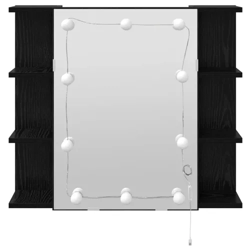  Tükörszekrény polcokkal Fekete tölgy 70 x 16,5 x 60 cm Faanyag