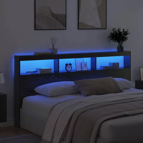  Fejtámla polcokkal Fekete tölgy 200 x 17 x 102 cm Faanyag