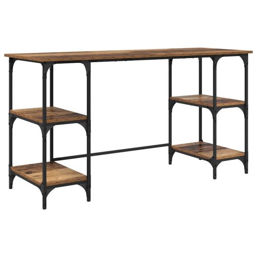  Asztal polcokkal tárolóval Öreg fa 140 x 50 x 75 cm Faanyag