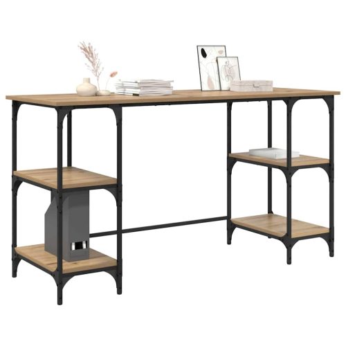  Asztal polcokkal Artisan tölgy 140 x 50 x 75 cm Faanyag