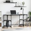  Asztal polcokkal Fekete tölgy 140 x 50 x 75 cm Faanyag