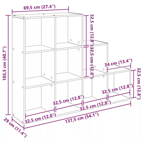  Szobaelválasztó könyvespolc Fekete tölgy 137,5 x 29 x 103,5 cm