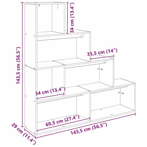  Szobaelválasztó könyvespolc Fekete tölgy 143,5 x 29 x 143,5 cm