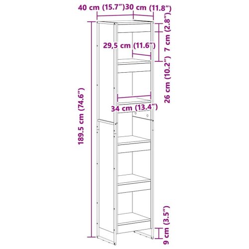  Könyvespolc Szürke Sonoma 80 x 30 x 155 cm Faanyag