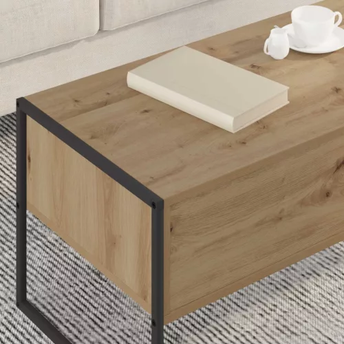  Dohányzóasztal fiókkal Művészi tölgy 100 x 46 x 40 cm Faanyag