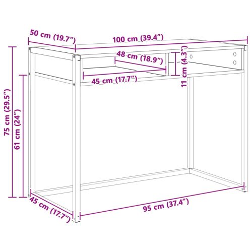  Asztal tárolóval Szürke Sonoma 100 x 50 x 75 cm Faanyag
