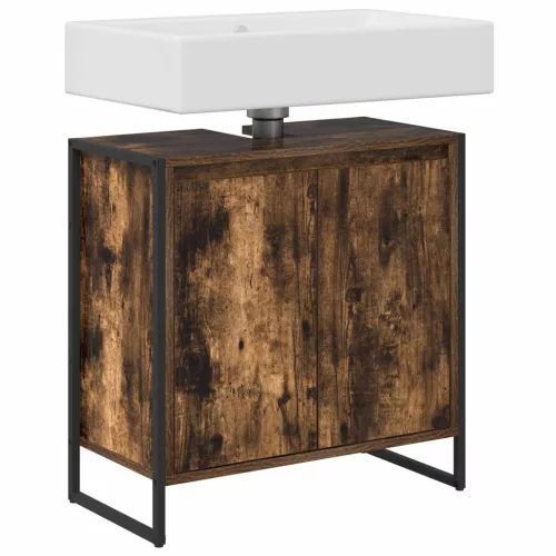  Fürdőszoba Székény ajtóval Füstös tölgy 60 x 30 x 60 cm Faanyag