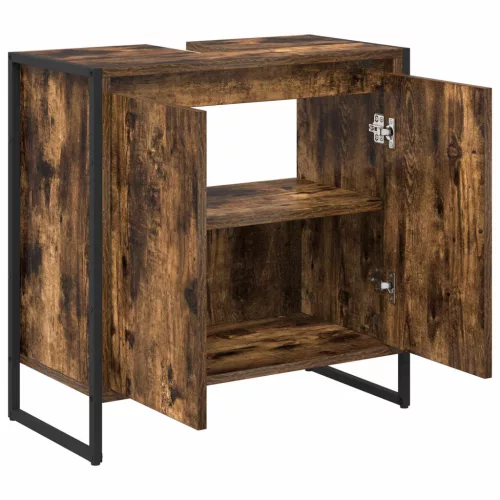  Fürdőszoba Székény ajtóval Füstös tölgy 60 x 30 x 60 cm Faanyag