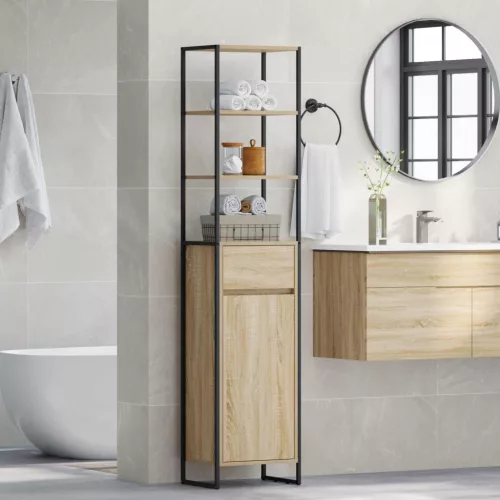  Fürdőszoba Székény fiókkal Sonoma 40 x 30 x 180 cm Faanyag